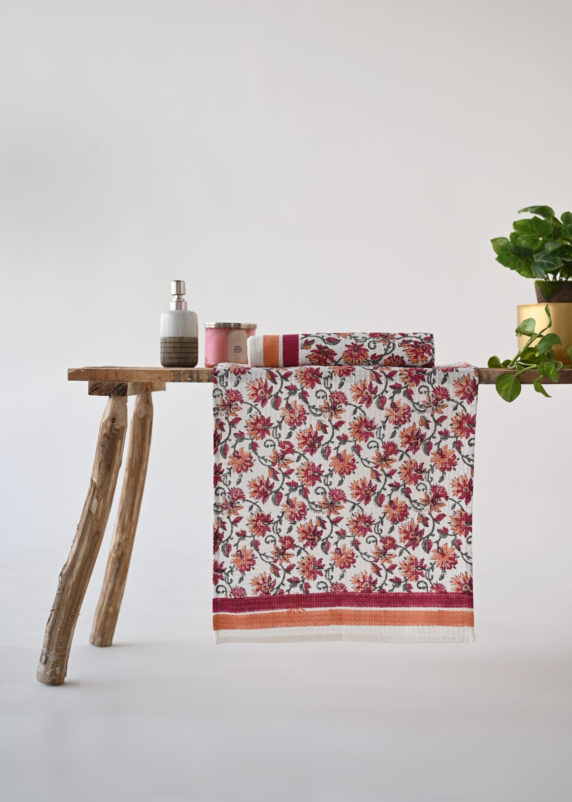 Handblock Printed Towel - Floral Mesh