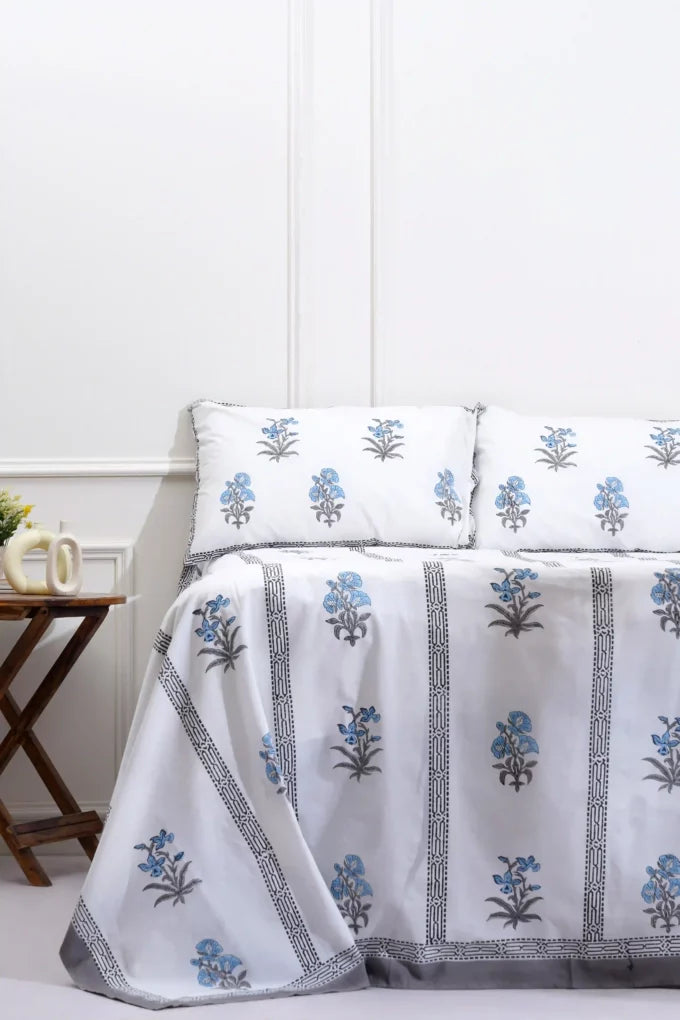 Hand Block Printed Cotton Bedsheet – Vertical Garden